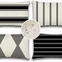 OTOSTAR Outdoor Decorative Pillow Covers Waterproof Garden Throw Pillow Covers 12x20 Inch Cushion Case Geometry Throw Pillowcases Pillows Shell for Patio Furniture Couch Tent Balcony Pack of 4 (Black)