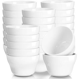 Patelai 18 Pack 8 oz Porcelain Bowls Porcelain Broth Cups, Small Dessert Bowls, Soup and Dip Bowls for Ice Cream, Desserts, Soups, Side Dishes, Salads, Cereal, Rice Microwave Dishwasher Safe, White