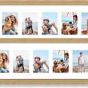 Hongkee 8x24 Picture Frame 2 Pack, Natural Oak Wood Frame with Tempered Glass, Display Pictures Multiple Five 4x6 With Mat or 8 x 24 Without Mat - Horizontal or Vertical Wall Mounting