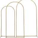 Metal Arch Backdrop Stand Set of 3, Gold Wedding Arch Stand (7.2FT/6.6FT/5.9FT) Arched Backdrop Frame, Balloon Arch Stand for Birthday Party Baby Shower Graduation Ceremony Decoration