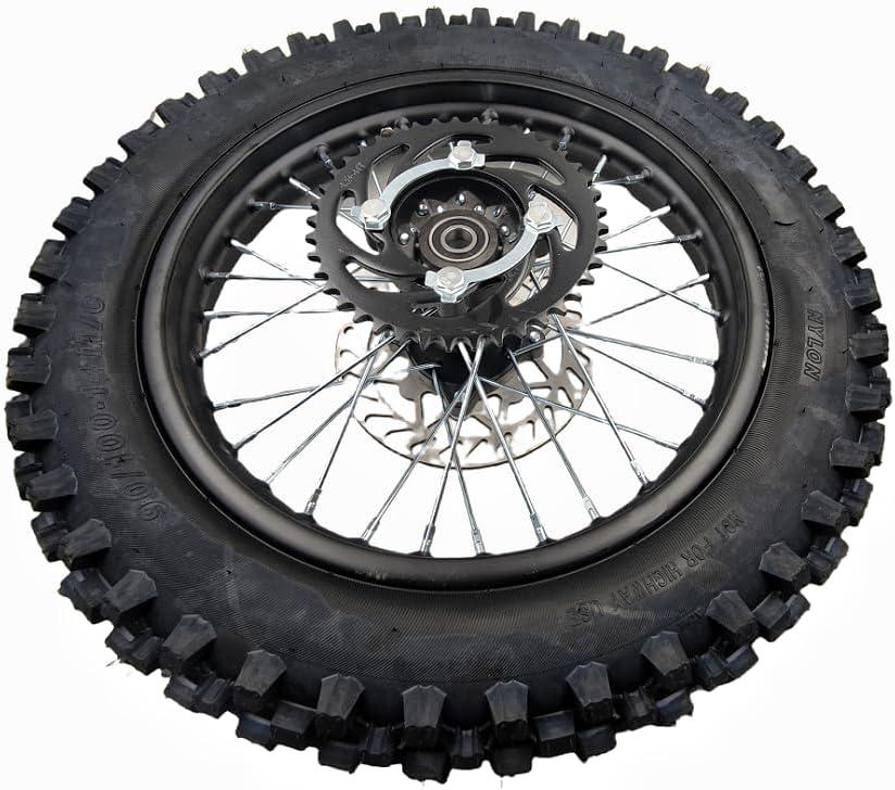CLEO 90/100-14 Rear Wheel Rim Tire Assembly for 50cc-125cc Dirt Bike taotao TTR SSR CRF Apollo 15mm axle includes 190mm brake disc and 41T sprocket