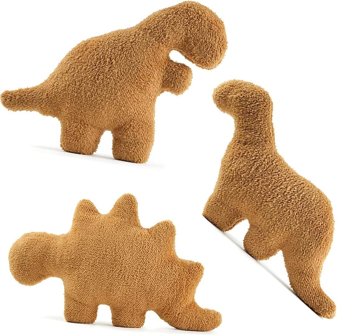 3 Packs Dino Nugget Pillow Plush, 18 inches Dinosaur Chicken Nugget Pillow Stuffed Animal Plush Toy, Dino Nugget Dinosaur Party Decoration Birthday Christmas Valentines Day Gift for Kids Boys Girls