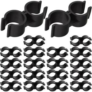 20Pcs Black Double Port Pipe Clamps Clips 25mm/1 inch Diameter Shelf Pole Connector Chain Link Fence Panel Clamps