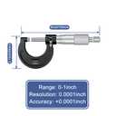HDLNKAK Outside Micrometer 0-1" /0.0001'', Machinist Micrometer with Zero Wrench, Baked-Enamel Finish, Precision Machinist Tool for Work (Black)