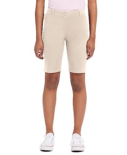IZOD Junior's Uniform Stretch Twill Skinny Bermuda Short, Khaki, 11