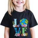 Toddler Boys Earth Shirt for Kids Girls Earth T-Shirts Tops Funny Graphic Tee Short Sleeve 2T-8Y (Black)