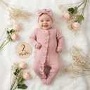 CIYCUIT Baby Girls Cactus Footies Newborn Zip Up Onesie Romper (0-3 Months, D2 Pink)