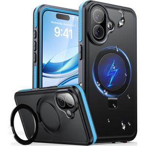 Magnetic & Stand for iPhone 17 Case Waterproof[Built-in Screen Protector][Fit for Magsafe][Invisible Kickstand] 360Full Body Sealed Protective Dustproof Shockproof Case for iPhone 17(Blue)