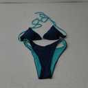 SUUKSESS Women Halter String Two Piece Bikini Sets Reversible Thong Swimsuit, M, Blue Green