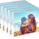 HELPLEX 5 Pack 4x6 Acrylic Picture Frames, 20mm Thicker Frameless Clear Frame Double Sided Magnetic Frame, Free Standing Desktop Display Stand Acrylic Frames