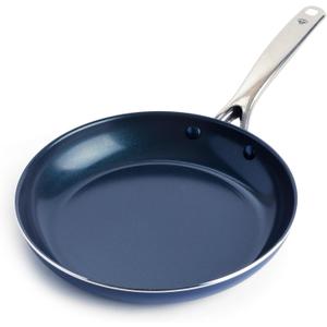 Blue Diamond Cookware 10" Frying Pan Skillet, Diamond Infused Healthy Ceramic Nonstick, PFAS and PFOA-Free, Dishwasher and Oven Safe, Even Heating, Metal Utensil Safe, Warp Control Base, Blue