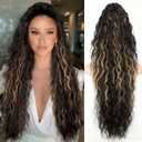 ORSUNCER Ponytail Extension Claw 30" Curly Pony Tail Clip in Claw Hair Extensions Fluffy Natural Looking Synthetic Hairpiece for Women Black and Burnt Blonde