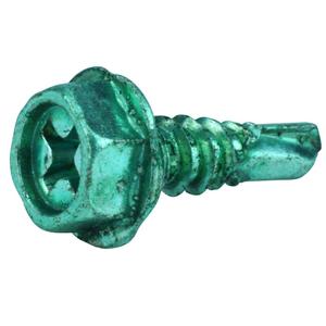 Skywalker #10 Self-Tapping Hex/Phillips/Slotted/Square Head Ground Screws (Box of 100 in Green)