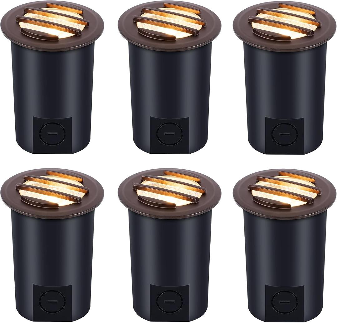 CLOUDY BAY [6 Pack] 9W Low Voltage Landscape Lights,LED Well Lights,Grated Top,12V-24V Waterproof Outdoor,2700K/3000K/3500K/4000K/5000K In Ground Lights for Fence Pathway Deck,Bronze
