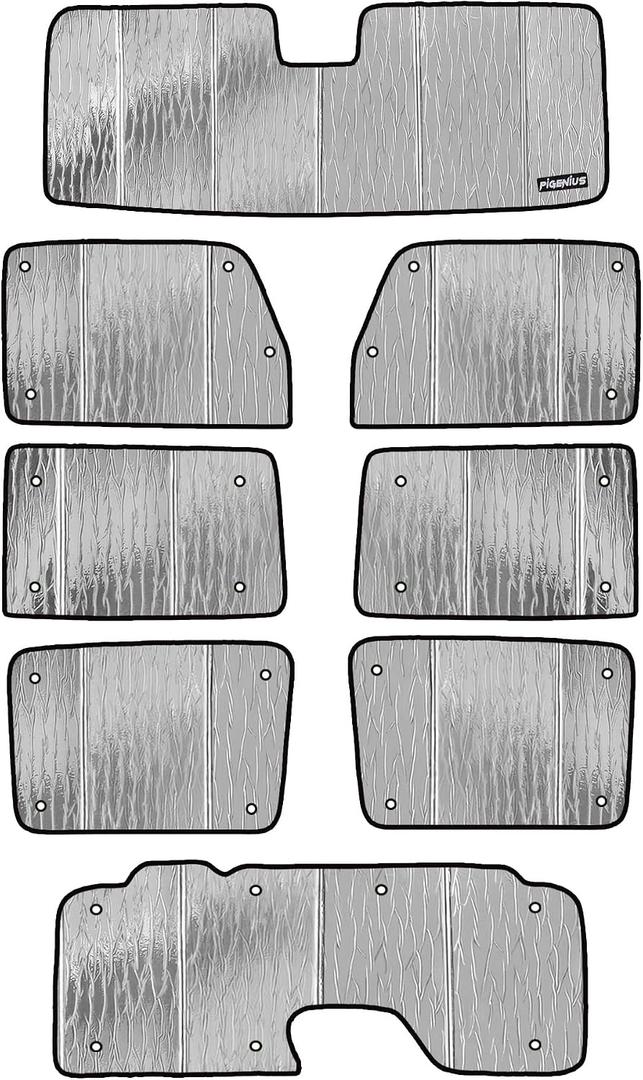 Pigenius Window Sun Shade Full Set for Jeep Wrangler 2018-2025, 4 Door - AstraGuard