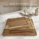 Indonesian Acacia Wood Cutting Board Set of 3 | Extra Thick 0.8 Wooden Chopping Boards with Deep Juice Grooves | FSC Certified | Warp-Resistant & Knife-Friendly | Large, Medium & Small