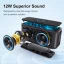 DOSS SoundBox Touch Wireless Bluetooth Speaker-12W HD Sound with Rich Bass, IPX5 Waterproof, 20H Playtime, Handsfree, for Gatherings, Home, Office, Outdoor, Travel-Black