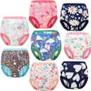 MooMoo Baby 8 Packs Potty Training Pants Cotton Absorbent Training Underwear for Toddler Boy and Girls (7 Years, Dino)