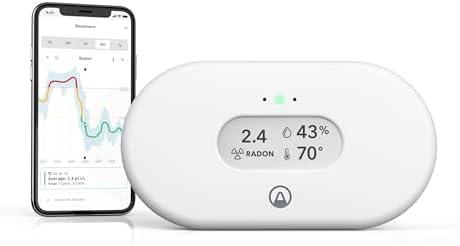Airthings 2989 View Radon - Radon Monitor with Humidity & Temperature Detector - Battery Powered Mobile APP, WiFi, Alerts & Notifications