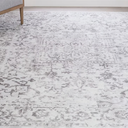 9 x 12 (ft) Loomed Polypropylene White/Gray Rectangular Indoor Floral/Botanical Farmhouse/Cottage Area rug