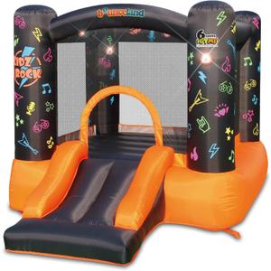 Kidz Rock Bounce House with Lights and Sound Interaction Inflatable Bouncer, 9 ft L x 7 ft W x 5.5 ft H, Music and Lights for Kids Play, Blower Included, Netted for Safety, Fun for Kids