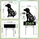 Solar House Numbers for Outside,YY Gardenia Metal Dog Address Signs for Houses with Glow in the Dark,Outdoor Decorative for Garden,Lawn,Patio,Pathway