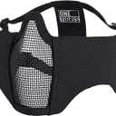 OneTigris 6" Foldable Half Face Airsoft Mesh Mask with Ear Protection, Military Tactical Lower Face Protective Mask (Black)