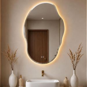 USHOWER Irregular LED Bathroom Mirror 22x30 with Backlit & Anti-Fog, Cloud Shape