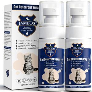 2 Bottles Cat Deterrent Spray Natural, Non-Toxic Anti-Scratch Spray for Cats & Kittens Indoor & Outdoor Pet Training Aid Furniture & Carpet Protector (Blue, M)
