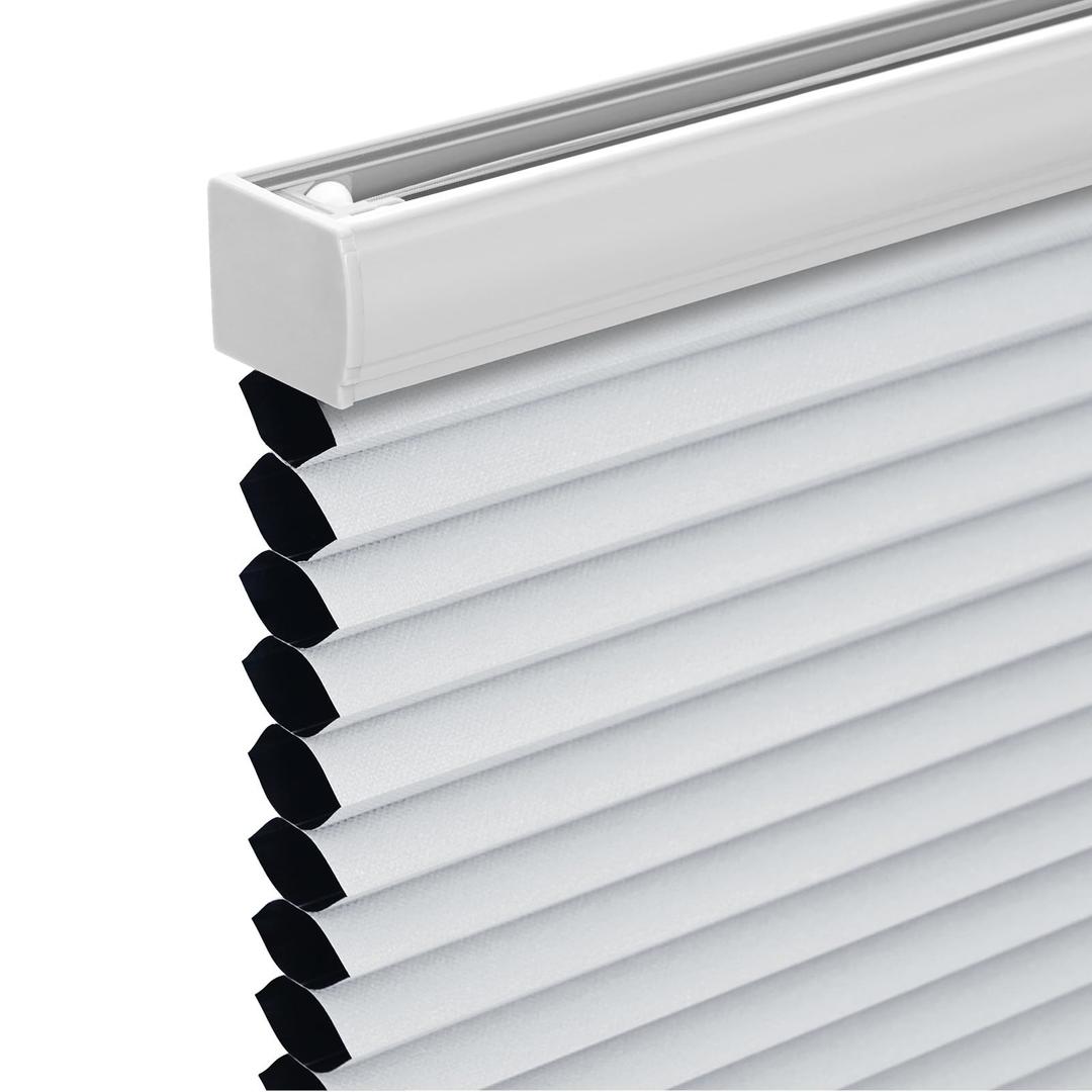 Changshade Cordless Cellular Shades,Blackout Honeycomb Shades for Windows,Pull Down Pleated Blinds,Easy to Install for Indoor Windows and French Doors,White(Blackout),40" w x 64" h