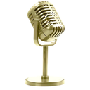 RTNLIT Retro Microphone Prop Model, Vintage Microphone Stage Table Decor with Stand, Fake Mic for Party, Jukebox Decorations (Gold)
