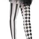 Spooktacular Creations Halloween Clown Tights for Adult Women, Halloween Black and White Harlequin Tights for Halloween Costume Cosplay Parties (Black, M)