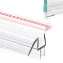 Glass Door Bottom Seal, 1/4" x 39" Shower Door Clear Silicone Seal Strip and PVC Base Set, Frameless Doors Bottom Sweep Glass-Stop Shower Leaks Frameless Shower Doors (White)