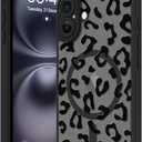 Fiyart Designed for iPhone 16 Plus Case Matte Cheetah Print Design Compatible with MagSafe Wireless Charging,Cute Leopard Print Anti-Scratch Translucent Phone Cover for Women Girls Men 6.7"-Black