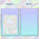 100 Holographic Gradient Mylar Bags with Clear Window, Resealable Zip Pouch, Packaging Party Sample Bags (Purple&Light Blue, 3.5x4.7 Inch)