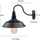 GEPOW Black Wall Sconces Lighting, Farmhouse Barn Gooseneck Wall Mount Light Fixture Industrial Lighting for Bedroom, Kitchen, Living Room, Bathroom, and Hallway