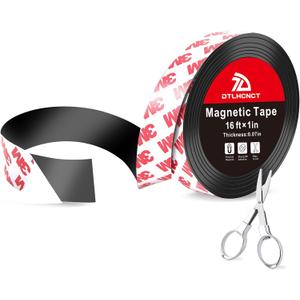 DTLHCNCT Magnetic Tape - 16 ft x 1 inch Magnet Strip Tape Roll with Strong Adhesive Backing,Magnetic Strip for Kitchen, Office, School Organization, Whiteboards,Fridge(0.07" Thick)