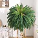 48in 96 Leaves Large Fake Ferns-Set of 2 Artificial Plants Outdoor, UV Resistant Artificial Ferns for Outdoors, Realistic Faux Boston Fern Fake Plants for Porch Home Garden Patio Hanging Decor
