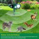 2 Pack Solar Animal Repeller for Raccoons, Deer & Squirrels - Ultrasonic & Strobe Light, Outdoor Deterrent for Cats, Dogs, Raccoons, Rabbits, Skunks, Foxes & More
