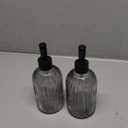 2 Pack Glass Soap Dispenser Set, 400ml/13.5oz Refillable Liquid Soap Bottles with Vertical Stripe Design, Lotion Dispenser for Modern Home Decor, Bathroom, Kitchen, Laundry Room, Hotel (Black)