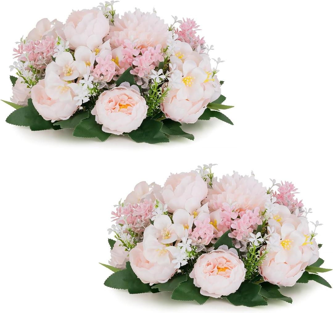 Flower Balls for Centerpieces Wedding Peony - 2 Pcs Artificial Centerpiece Flower, Small Rose Balls, Fake Flower Ball Arrangement Bouquet for Party, Anniversary, Home, Pink & Purple
