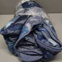 WONGS BEDDING Blue Quilt Set Queen Size,3 Pieces Navy Blue Floral Bedspread Coverlet Set,Soft Microfiber Lightweight Grayish Blue Gradient Floral Bedding Set Queen 96"x90"