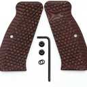 Cool Hand G10 Grips for CZ 75 Full Size, SP-01, 75B BD, Pistol Grips Screws Included, Palm Swell Back Style, Mag Release, Golf Ball Dimple Texture (Orange/Black)