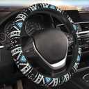 Ethnic Aztec Geometric Tribal Native Car Steering Wheel Cover Universal 15 Inch Stretch Cloth Non-Slip Wrap Protector Case Fit Auto Accessories Decor Sweat Absorption for Men Women