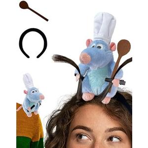 Kobataro Rat Headband Spoon Hair Clip Set Shoulder Plush Costume Accessories Stuffed Animal Toy Gifts for Kids Adults