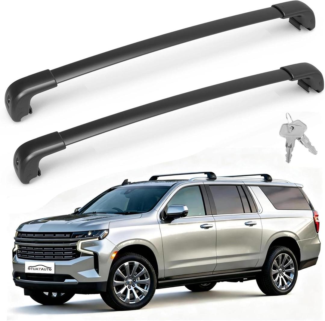 OTUAYAUTO Roof Rack Cross Bars - Compatible with 2021-2026 Chevrolet Chevy Suburban & Tahoe & GMC Yukon/Yukon XL & Cadillac Escalade, Aluminum 220lbs Crossbars for Luggage Racks Bike Kayak Snowboard
