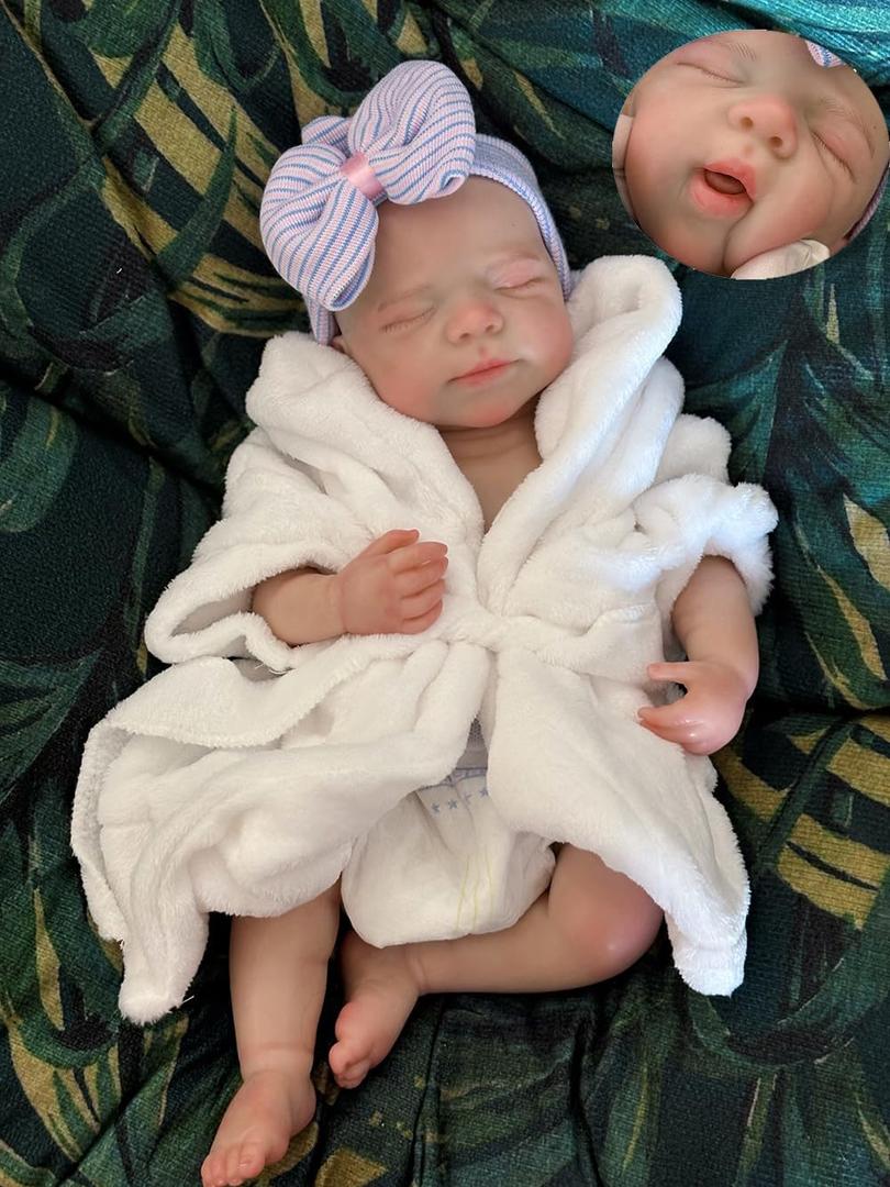 Abenduot 18inch Pascale Girl Full Body Silicone Baby Dolls Can Open Mouth Real Life Anatomically Correct Newborn Girl Dolls