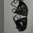 Verdusa Women's Triangle Bikini Top Self Tie PU Leather Halter Swim Top (Black, L)