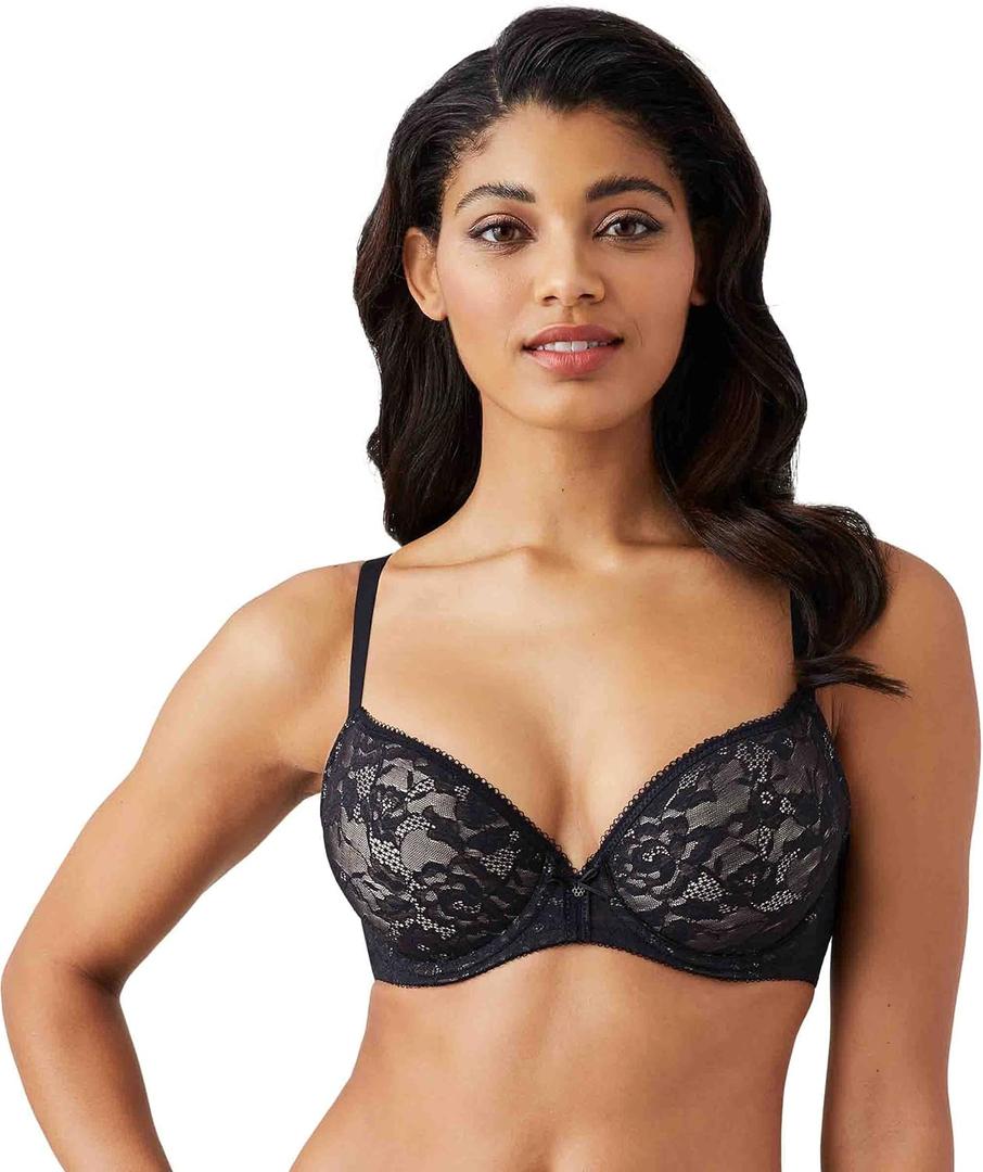 Wacoal Womens Lace Finesse Contour Bra (32DDD, Black/Toast)