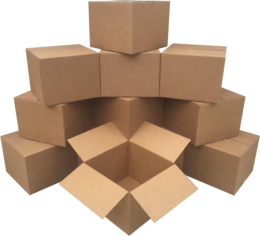 Amazon Basics Cardboard Moving and Storage Boxes, 12 Pack, Large, Brown, 20" x 20" x 15"